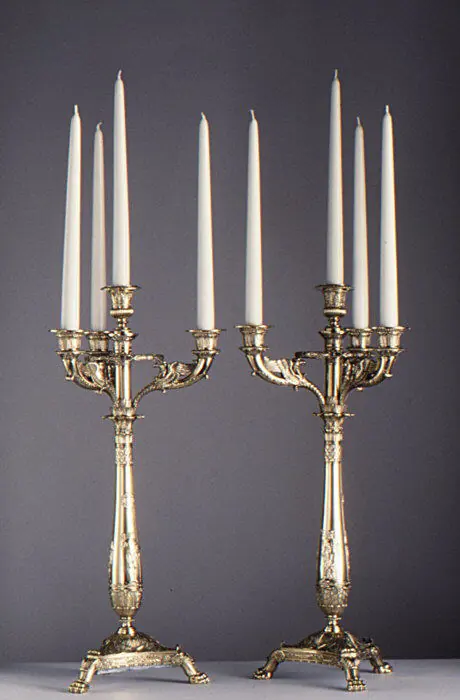 Paire de candélabres en argent doré de style Empire, Martin-Guillaume Biennais