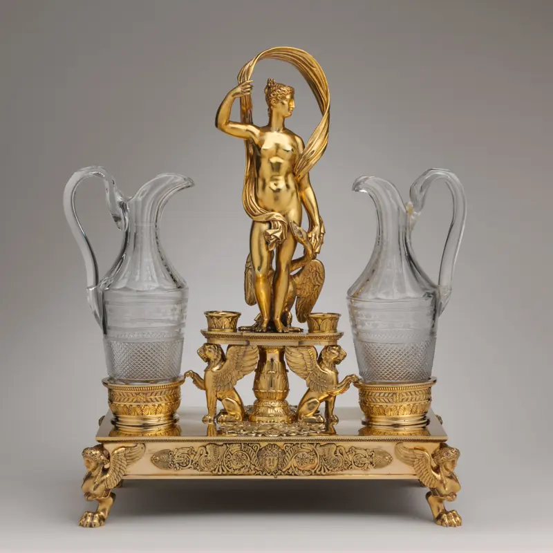 Huilier en argent doré avec ses flacons en cristal, Jean-Baptiste-Claude Odiot